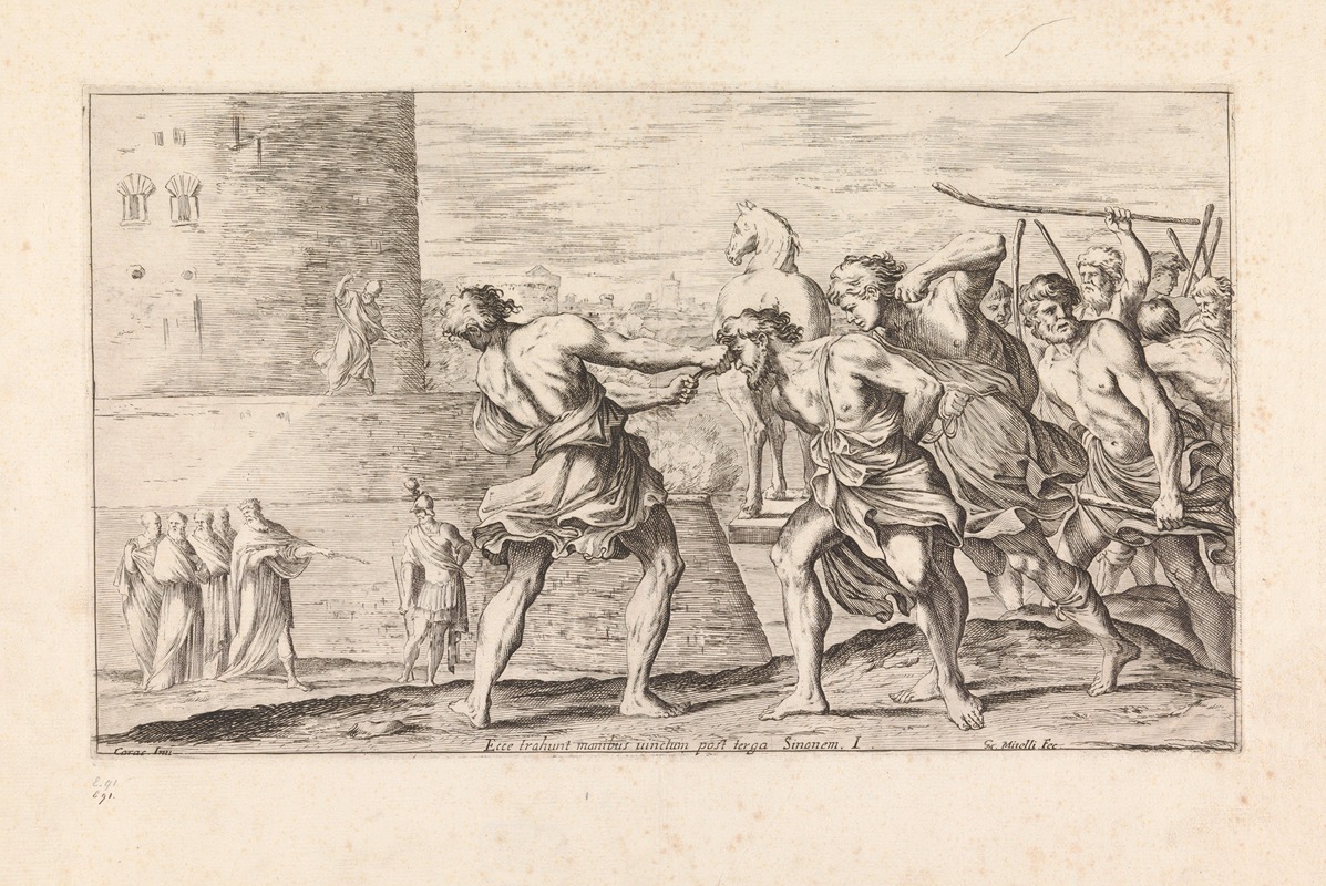 Giuseppe Maria Mitelli - Sinon’s treachery (Ecce tradunt manibus vinctum post terga Sinonem)