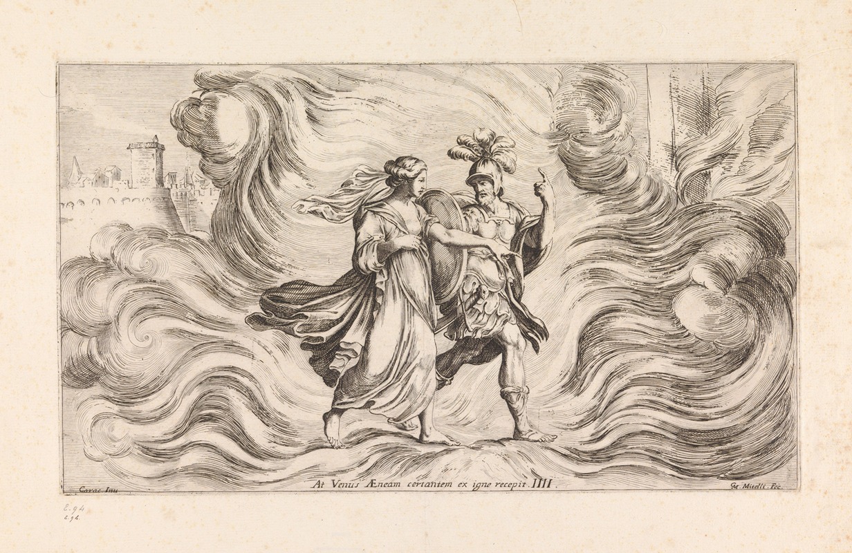 Giuseppe Maria Mitelli - Venus saving Aeneas (At Venus Aeneam certantem ex igne recepit)