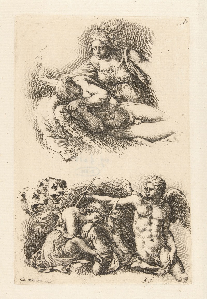 Jan de Bisschop - Two scenes from the story of Cupid and Psyche