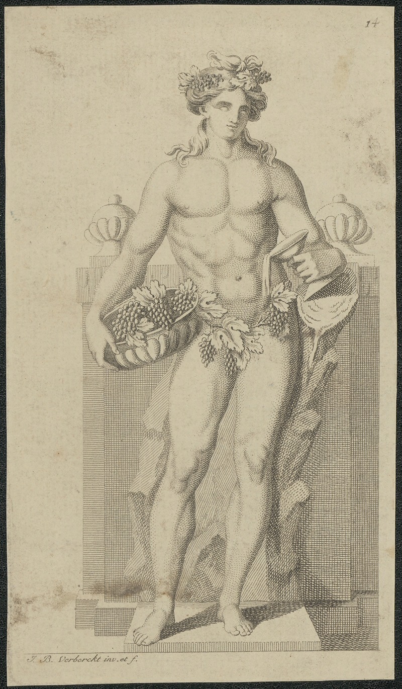 Jan-Baptist Verberckt - Bacchus met druivenmand in de hand