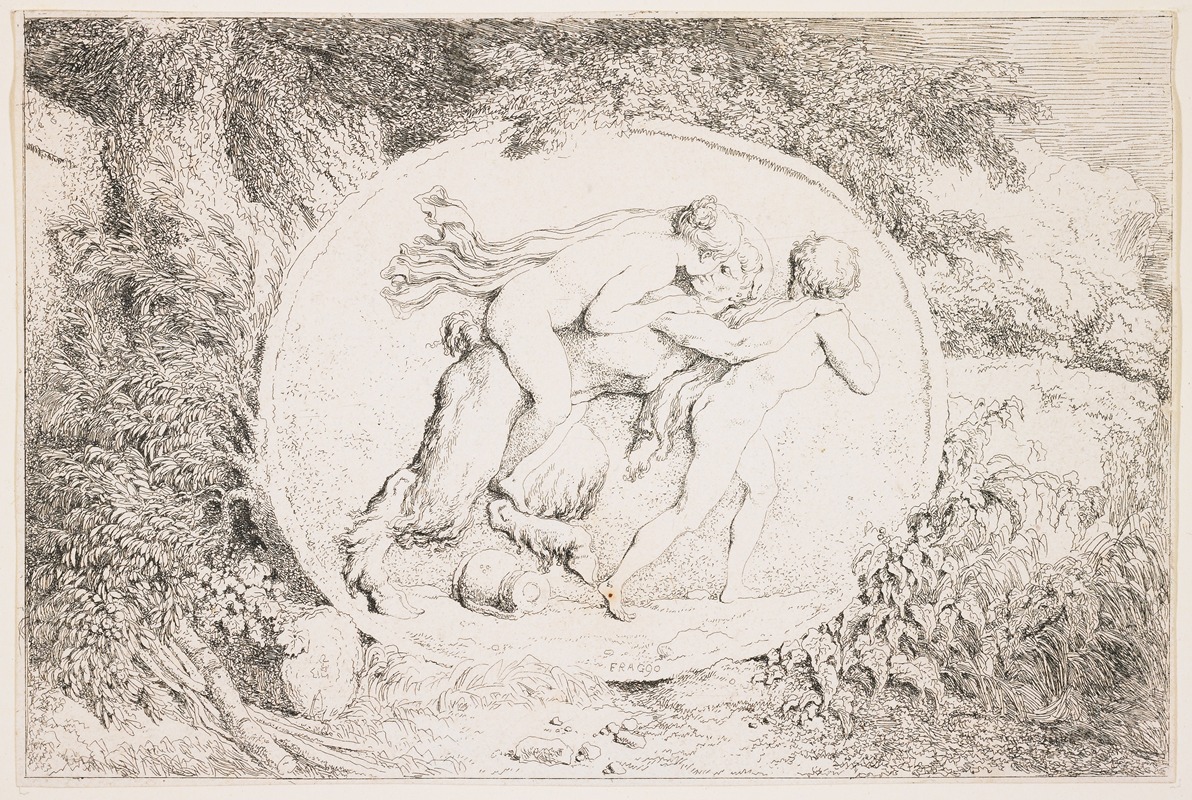 Jean-Honoré Fragonard - Nymph Astride a Satyr
