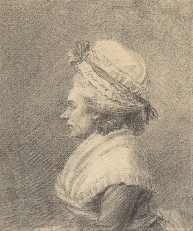 Augustin de Saint-Aubin - Profile of a Lady in a Bonnet