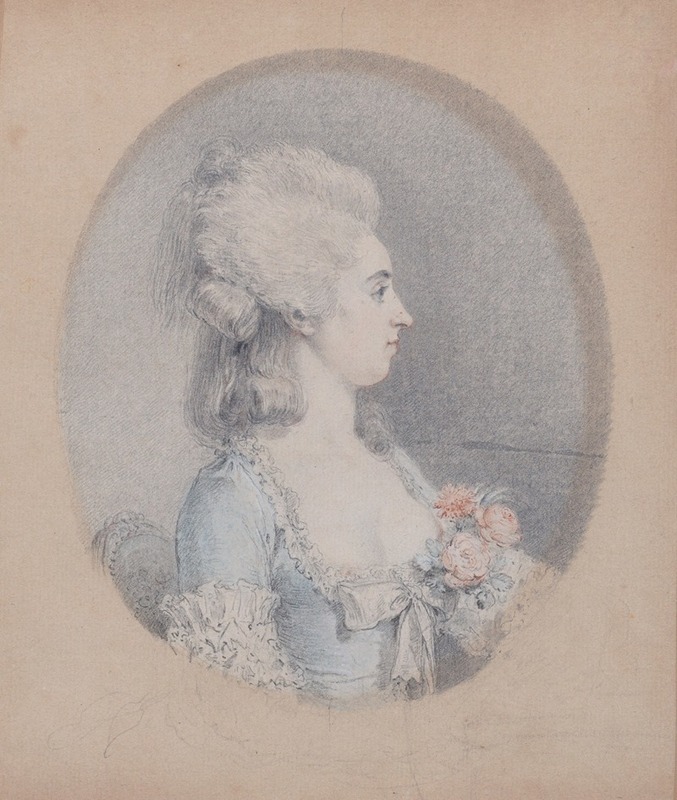 Augustin de Saint-Aubin - Profile Portrait of a Woman