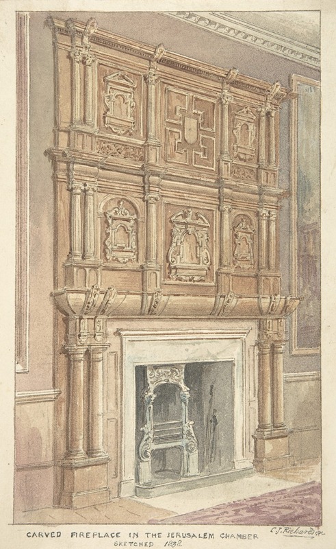 Charles James Richardson - Oak Carving from Fireplace in the Jerusalem Chamber, Westminster