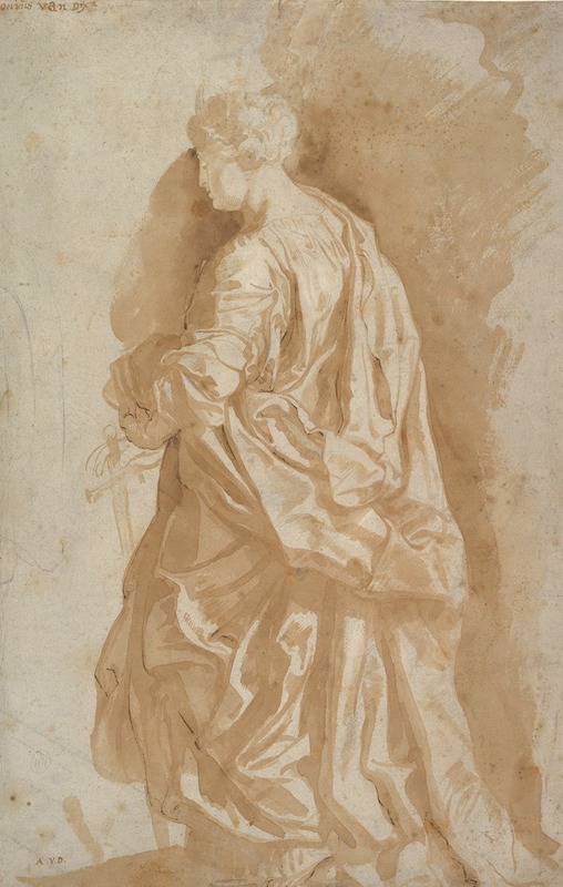 Follower of Peter Paul Rubens - Study of a Standing Female Saint