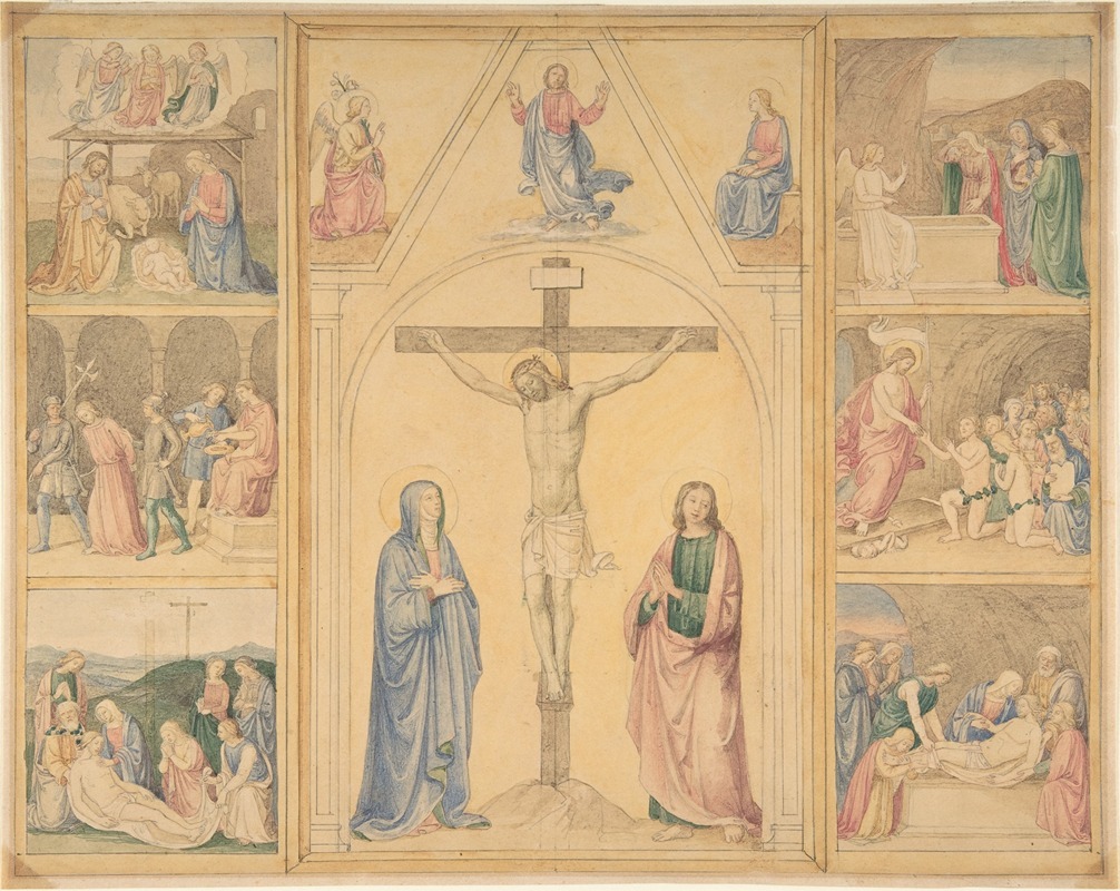 Eduard von Steinle - Christ on the Cross with Six Scenes from the Life of Christ