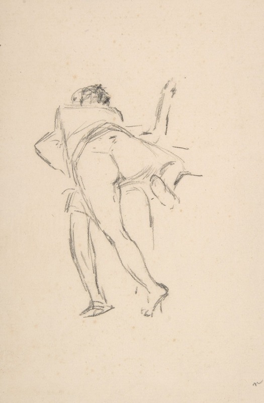 Félicien Rops - Study of two figures, one lunging at the other