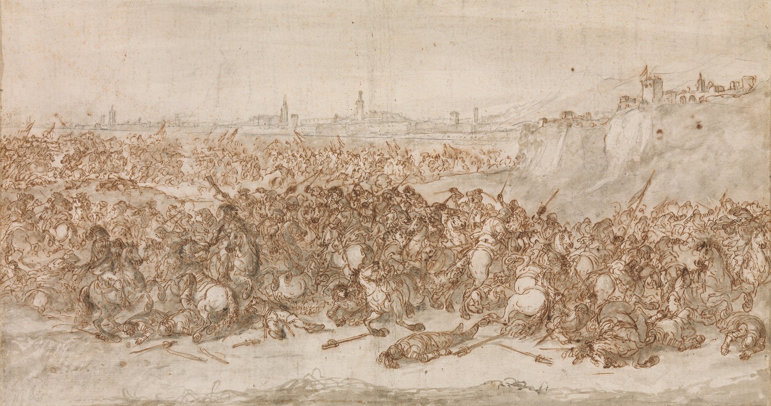 Francesco Antonio Simonini - A Cavalry Battle before a City