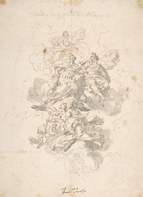 Francesco Solimena - Group of Allegorical figures; Sketch for a Ceiling Decoration