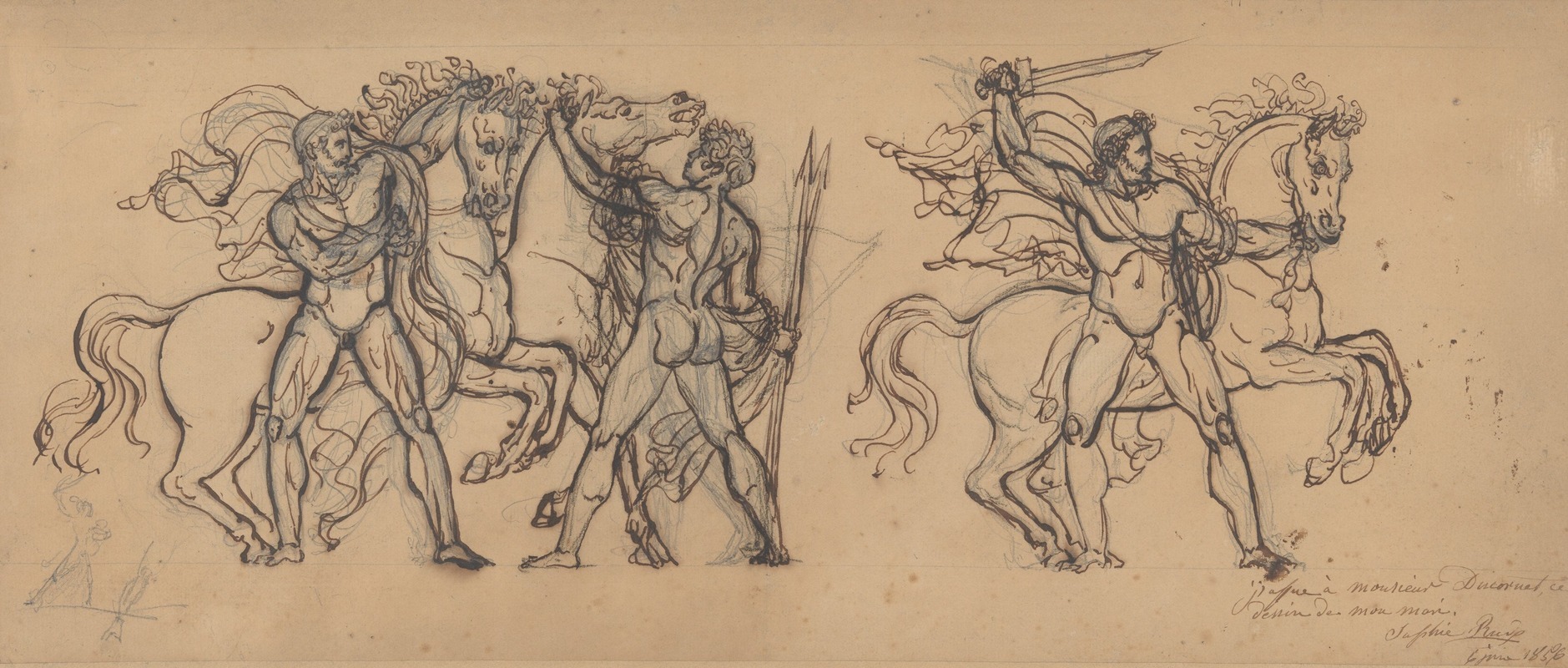 François Rude - Three Warriors and Their Horses, Study for a Bas Relief Sculpture in the Chateau de Tervueren