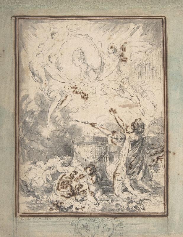 Gabriel de Saint-Aubin - Allegory on the Marriage of the Dauphin and Marie-Antoinette in 1770