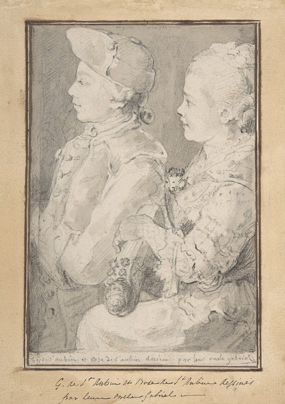 Gabriel de Saint-Aubin - Germain-Augustin and Rose de Saint-Aubin, Drawn by Their Uncle