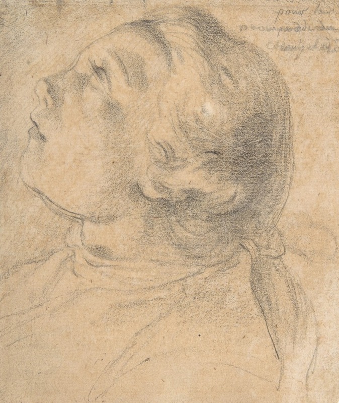 Gabriel de Saint-Aubin - The Upturned Head of a Young Boy in Profile