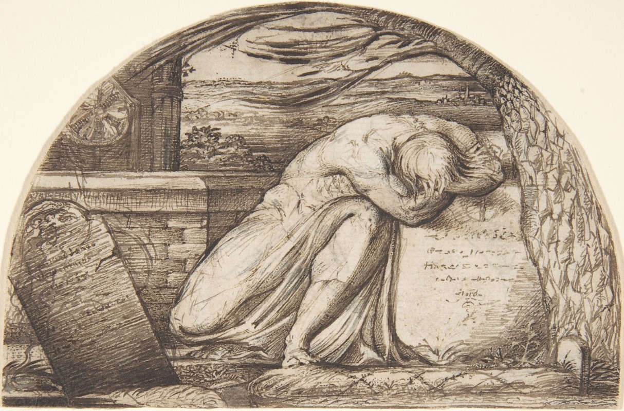George Richmond - A Figure Weeping Over a Grave