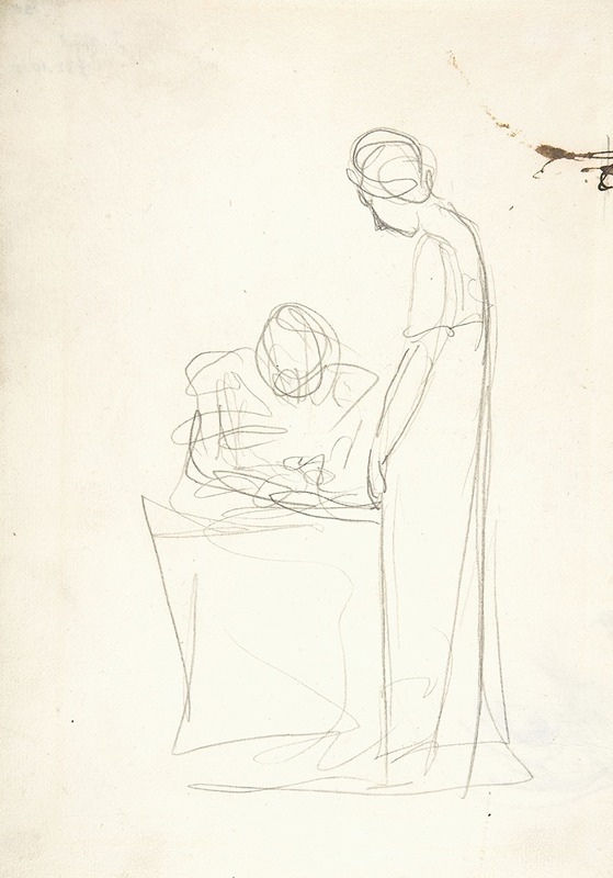 George Romney - Study of Two Figures; One Seated, the Other Standing