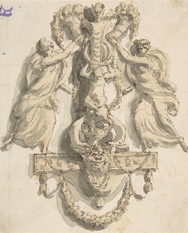 Giacomo Rossi - Design for a Door-Knocker With Two Nymphs