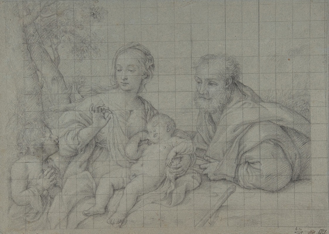 Giovanni Battista Salvi da Sassoferrato - The Holy Family with the Infant Saint John the Baptist
