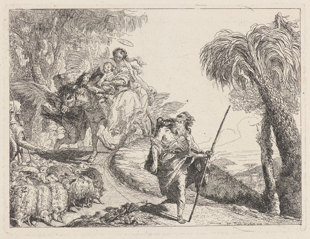 Giovanni Domenico Tiepolo - The Flight with Joseph in the Foreground