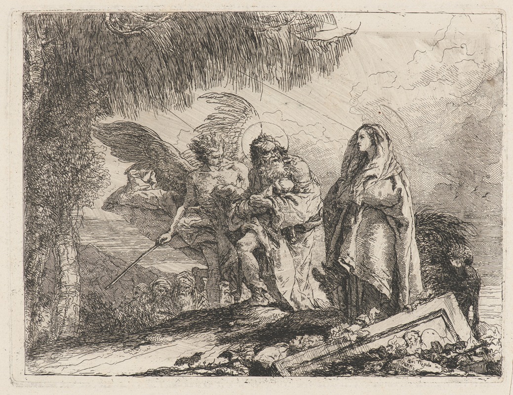 Giovanni Domenico Tiepolo - The Flight, Holy Family Walking with Angel