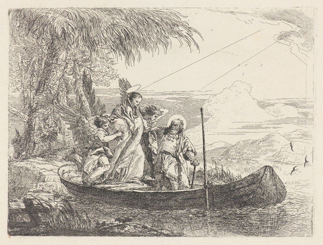 Giovanni Domenico Tiepolo - The Madonna, Child and Angels Entering the Boat