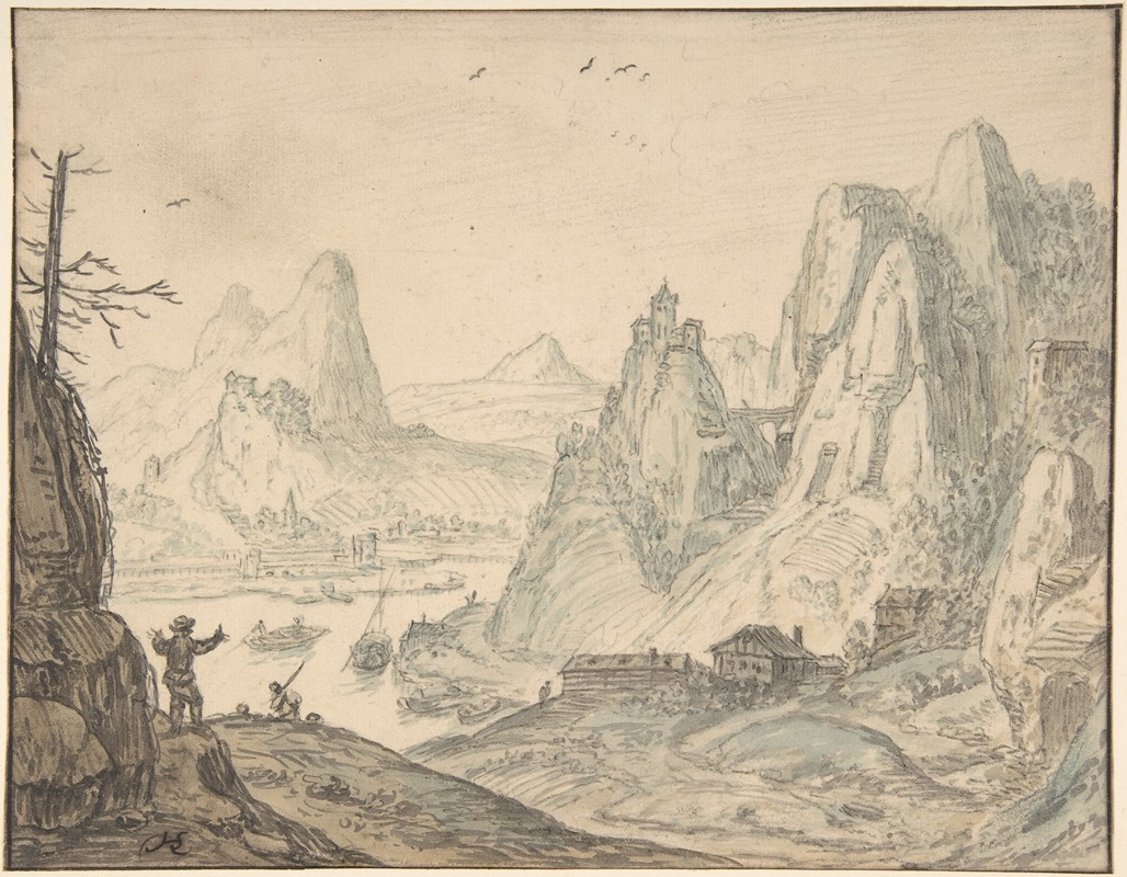 Herman Saftleven - River Landscape with Mountains