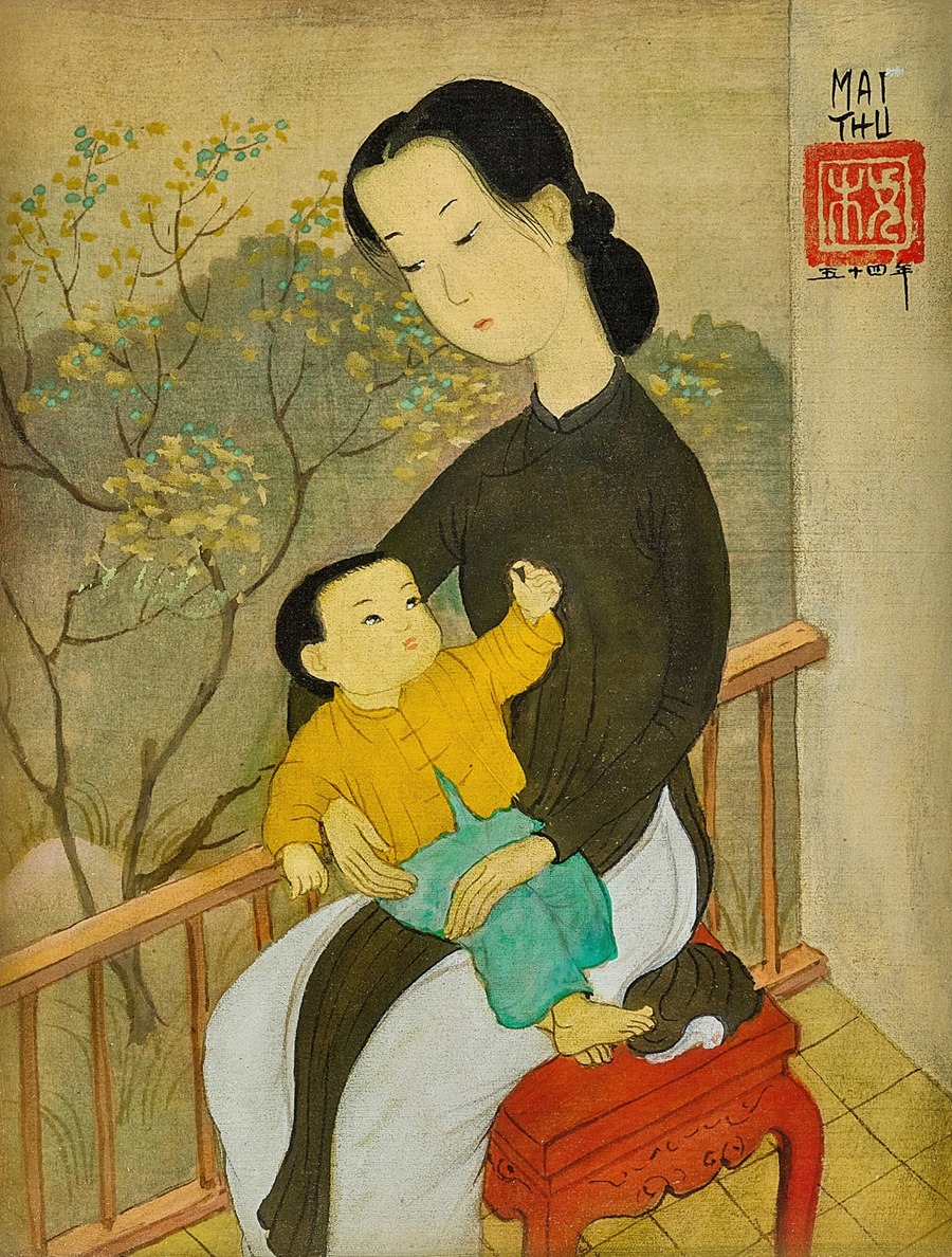Mai Trung Thu - Mère et enfant, Tunique noire