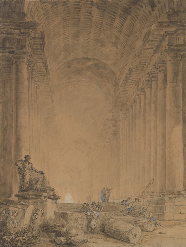 Hubert Robert - Figures in a Colonnade