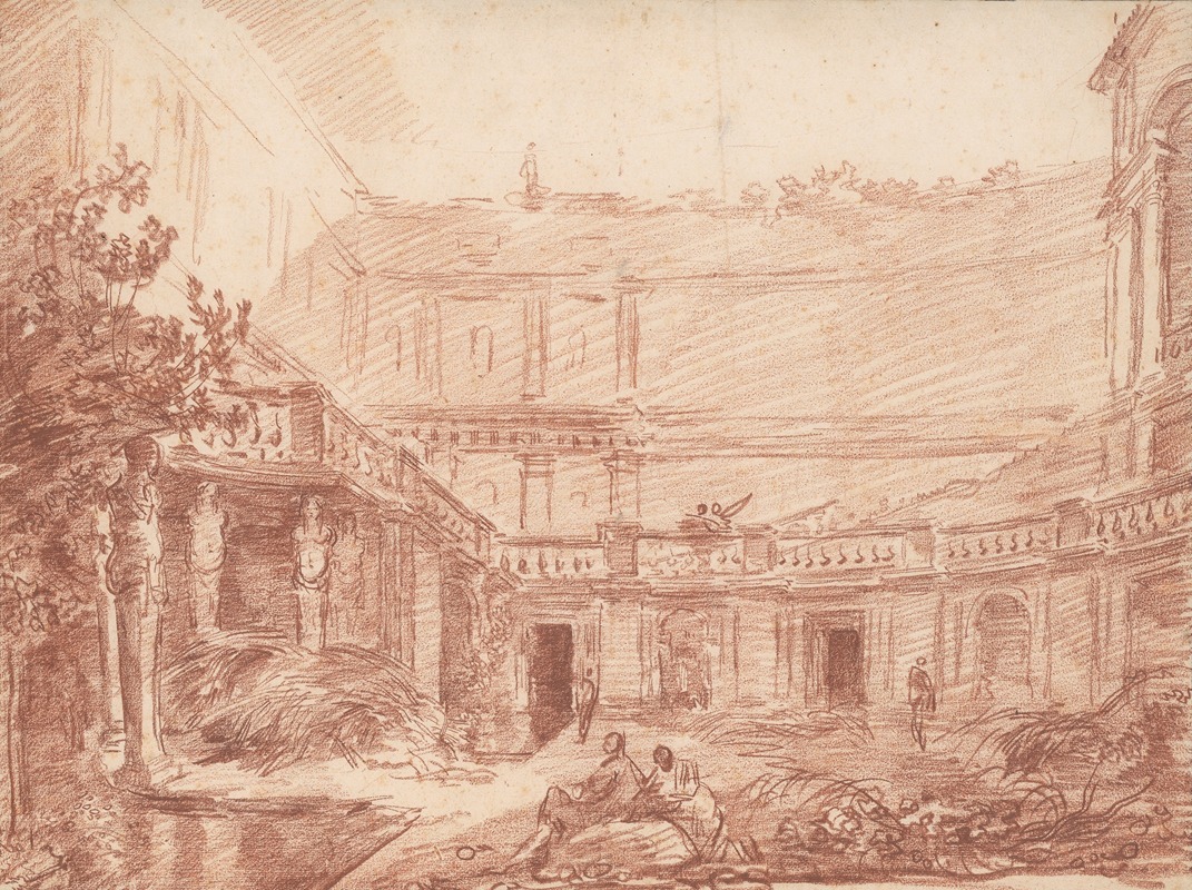 Hubert Robert - The Nymphaeum of the Villa di Papa Giulio, Rome