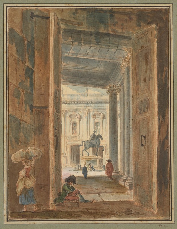 Hubert Robert - View of the Campidoglio with the Statue of Marcus Aurelius