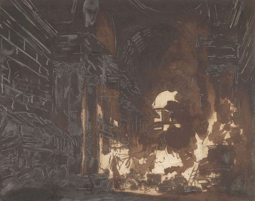 Hubert Robert - Washerwomen in a Ruined Gallery