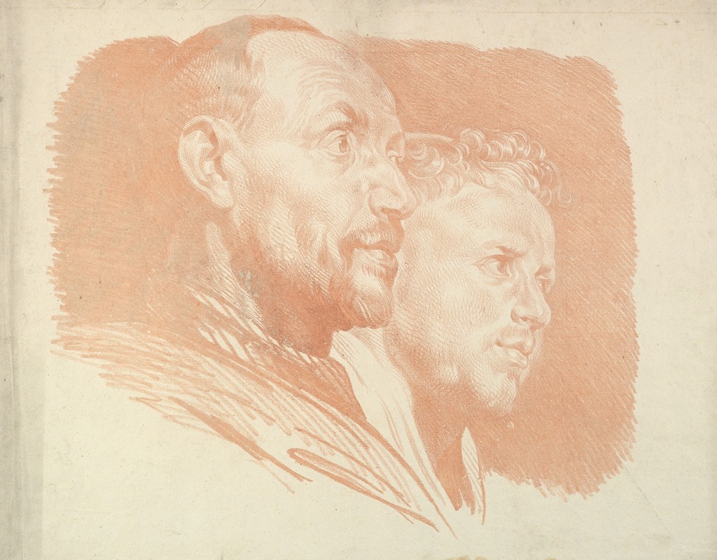 Jakob Matthias Schmutzer - Two Male Heads in Profile to Right