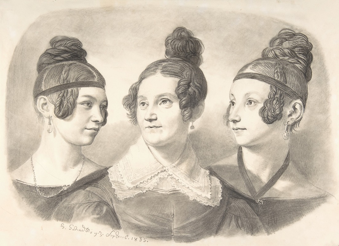 Johann Gottfried Schadow - Portrait of Frau von Oppen and Her Two Daughters