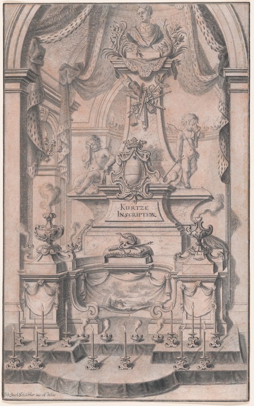 Johann Jakob Schübler - Design for a Funeral Monument (Preparatory Drawing for a Print)