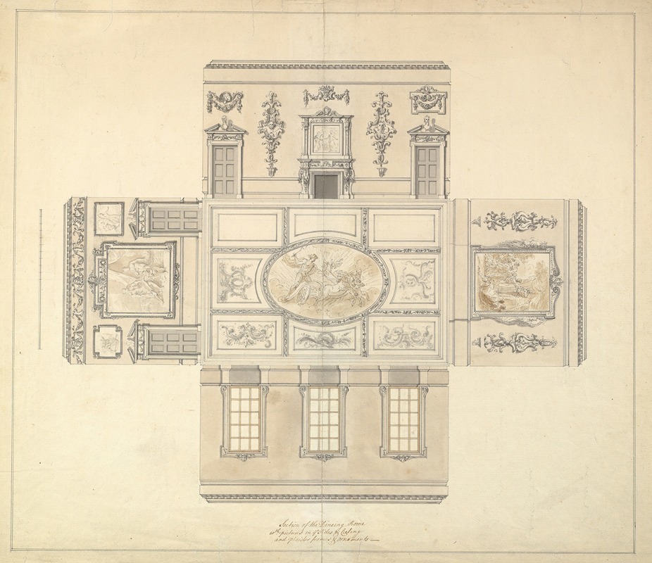 John Sanderson - Design for the Dining Room at Kirtlington Park, Oxfordshire