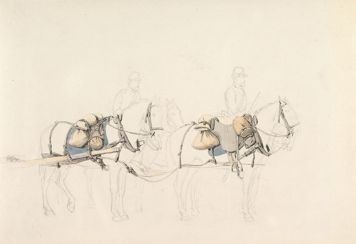 Jørgen Sonne - Studies of Four Horses with Two Horsemen