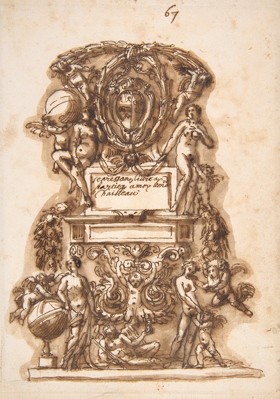 Leonardo Scaglia - Ornamental Motif Surmounted by a Coat of Arms