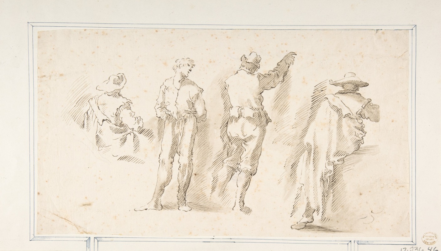 Domenico Gargiulo - Figure Studies; Two Standing and Two Seated Men