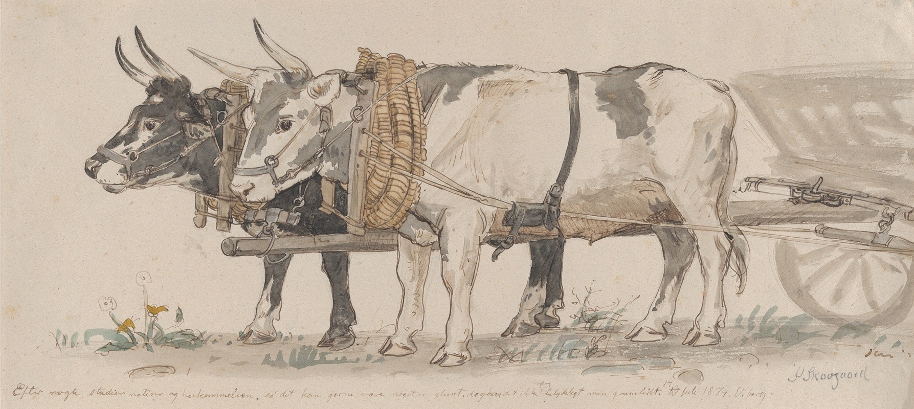 P. C. Skovgaard - Two Oxen Pulling a Cart