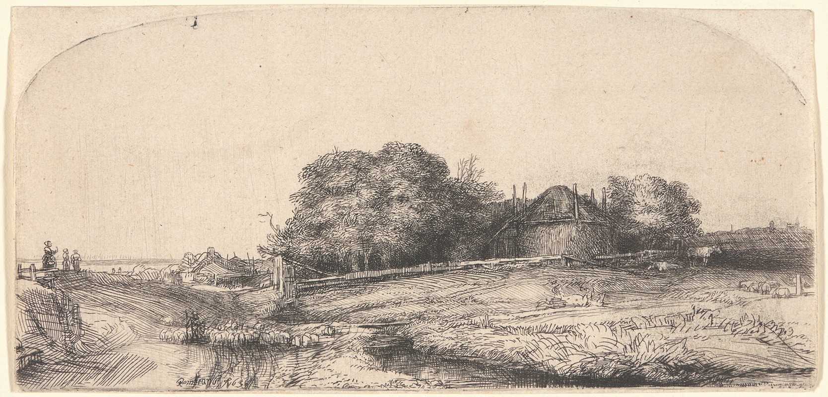 Rembrandt van Rijn - Landscape with a Hay Barn and a Flock of Sheep