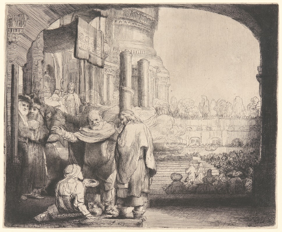 Rembrandt van Rijn - Peter and John Healing the Cripple at the Gate of the Temple