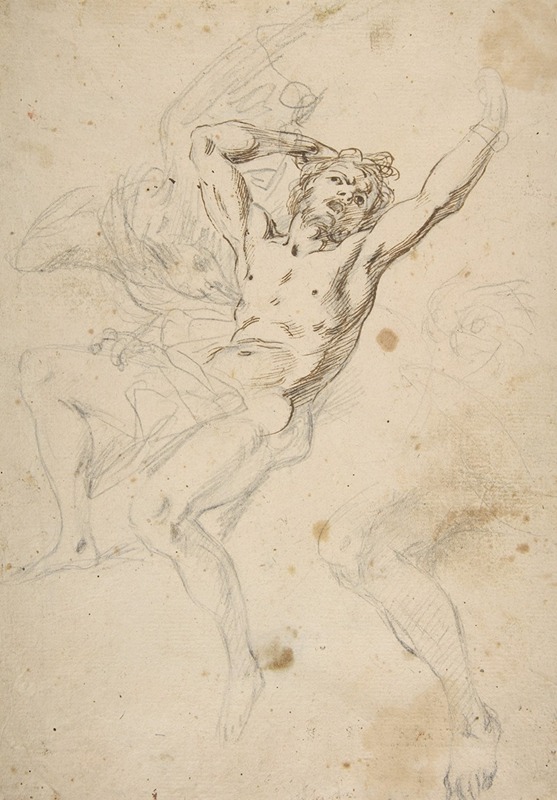 Salvator Rosa - slight sketch of head and shoulders of man in lead pencil