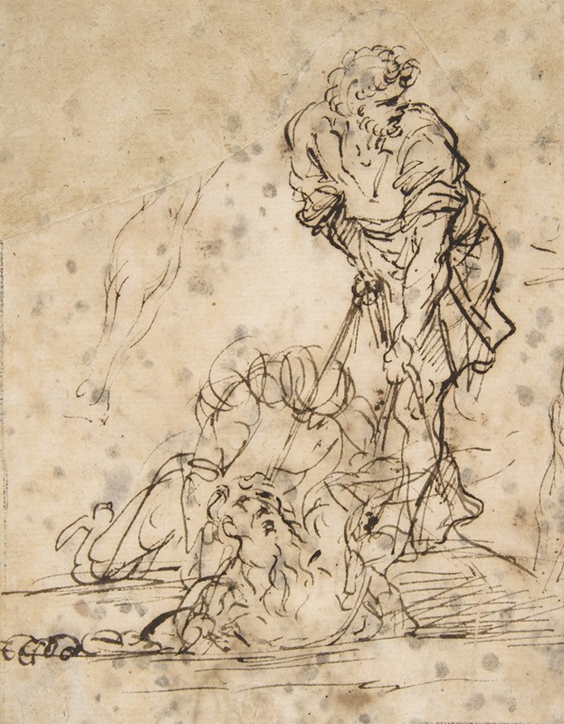 Salvator Rosa - Studies for a Figure Lifted from a Grave or Pit by Cords.