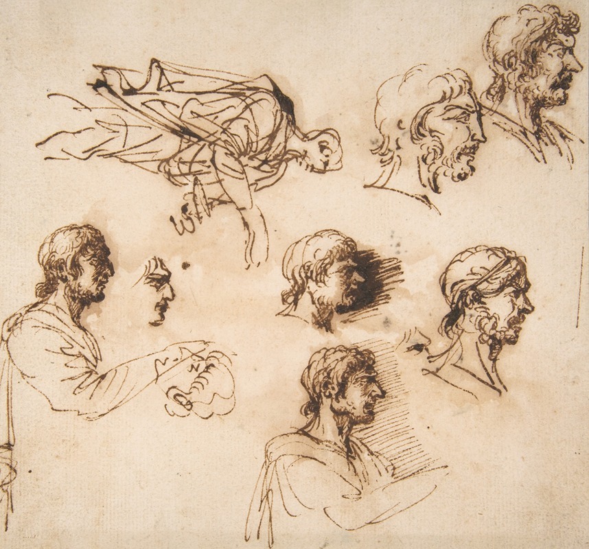 Salvator Rosa - Studies of a Man’s Head in Profile, and of a Standing Male Figure