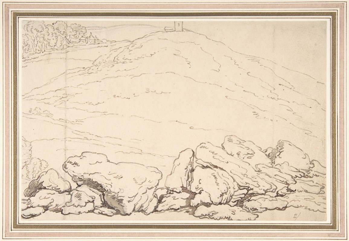 Thomas Rowlandson - Hilly landscape with rocks