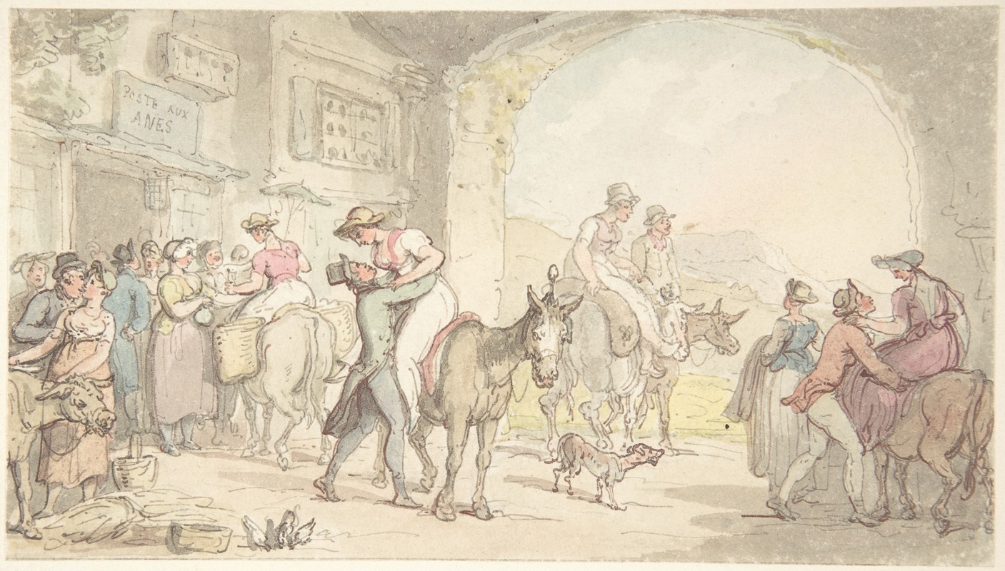 Thomas Rowlandson - Pleasure of a Poste aux Anes, from Sentimental Travels