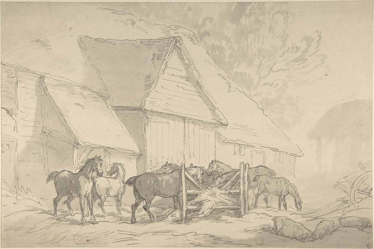 Thomas Rowlandson - Stable Yard with Horses