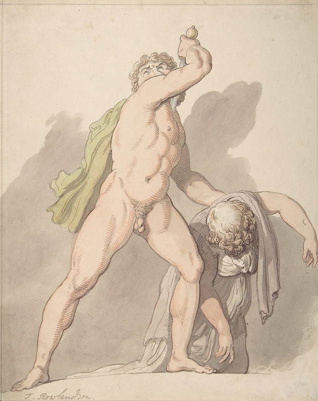 Thomas Rowlandson - Standing Nude Man Supporting Fainting Female (Ludovisi Gaul in the Uffizi)