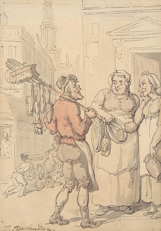 Thomas Rowlandson - Street Scene; Vendor of Brushes