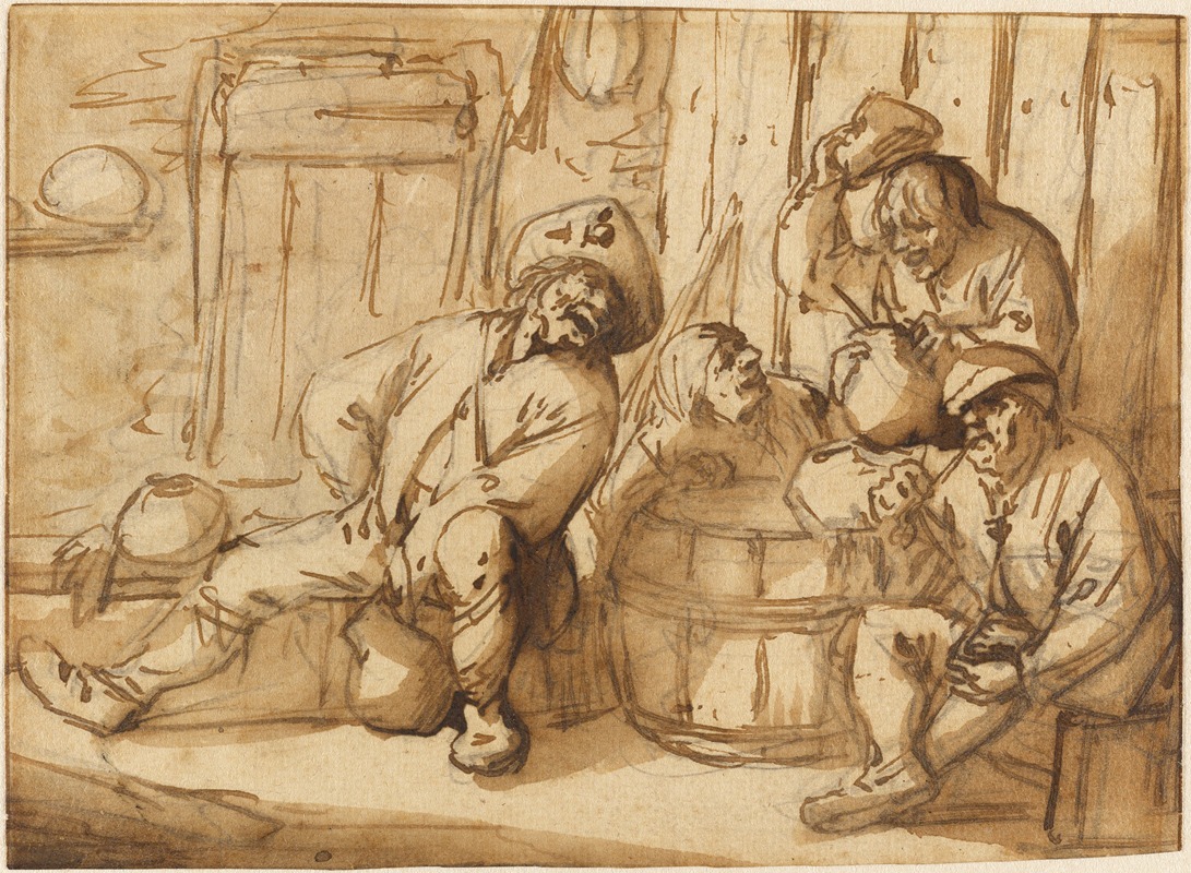 Adriaen van Ostade - Peasants Drinking in a Tavern