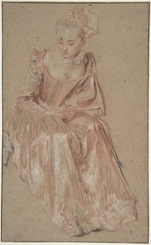 Jean-Antoine Watteau - Seated Woman Holding a Fan